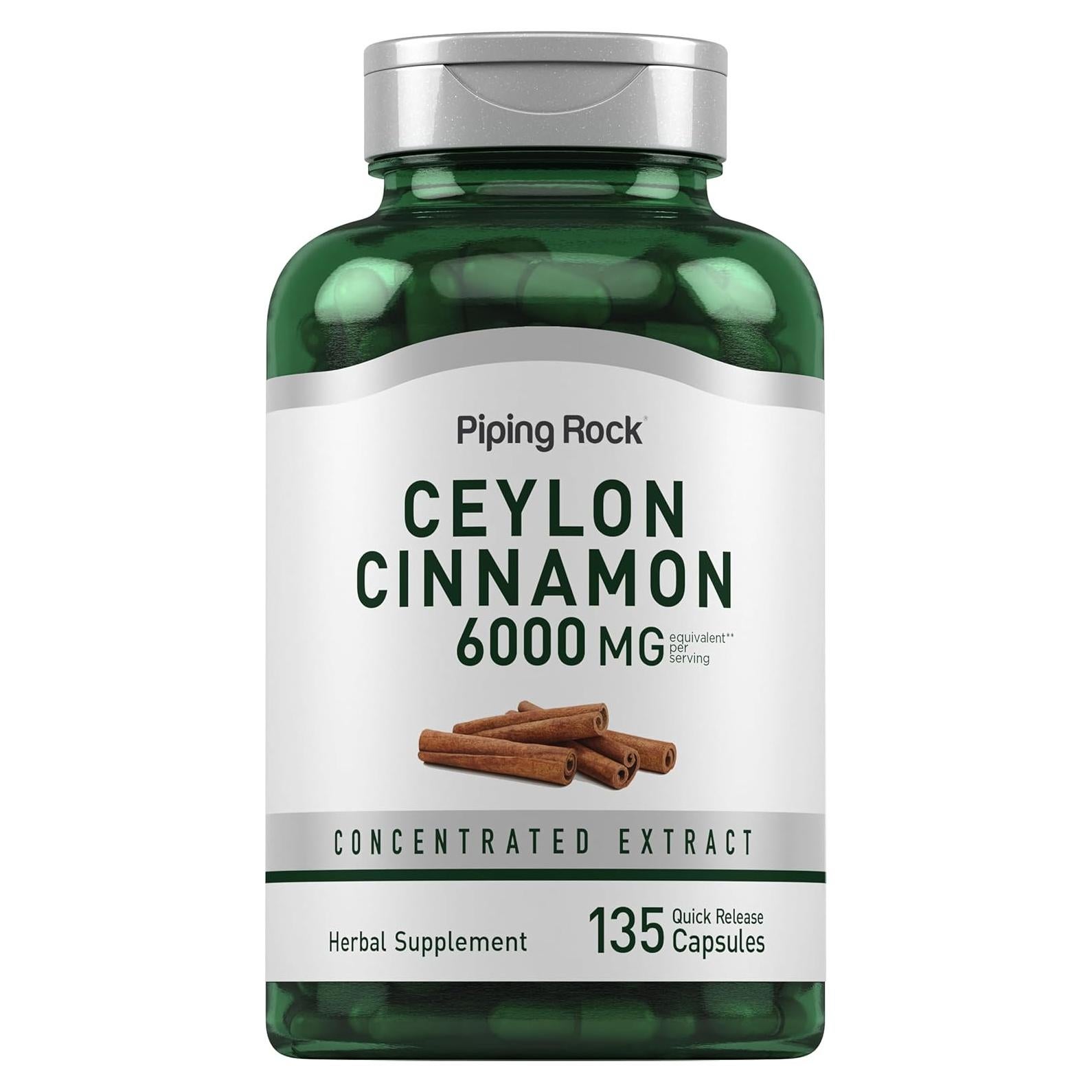 Cápsulas de Canela de Ceilán Piping Rock 6000mg - 135 Unidades