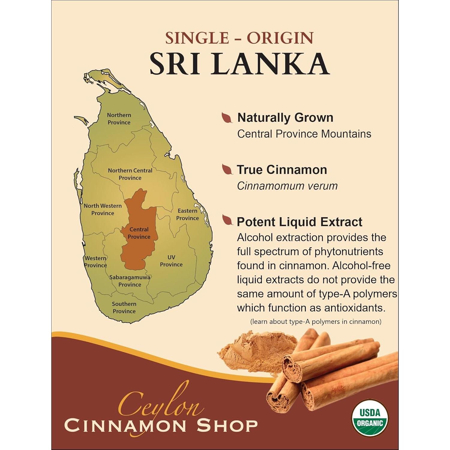Ceylon Cinnamon Shop Canela de Ceilán Orgánica 118 ml - Suplemento Antioxidante