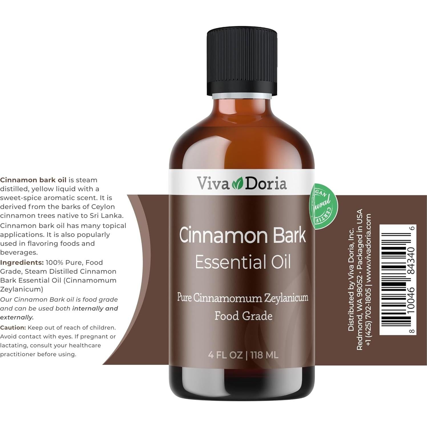 Aceite Esencial de Canela Viva Doria 100% Puro 118 mL