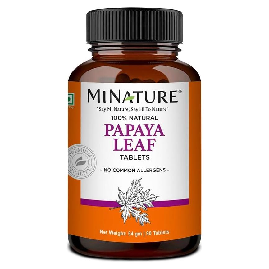 Tabletas de Hoja de Papaya mi Nature 90 Tabletas 1000 mg Vegano