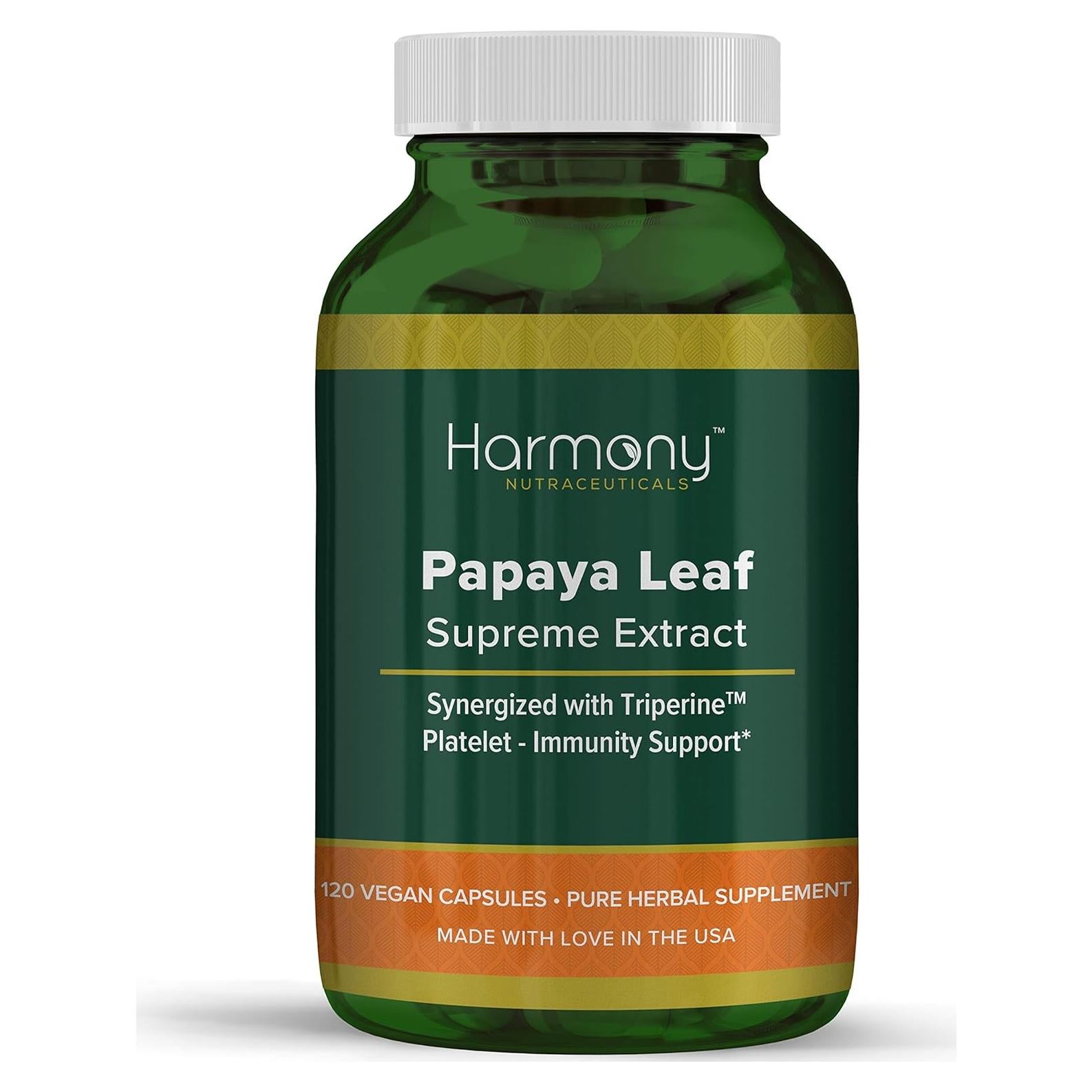 Extracto de Hoja de Papaya Orgánico Harmony Nutraceuticals 120 Cápsulas Veganas