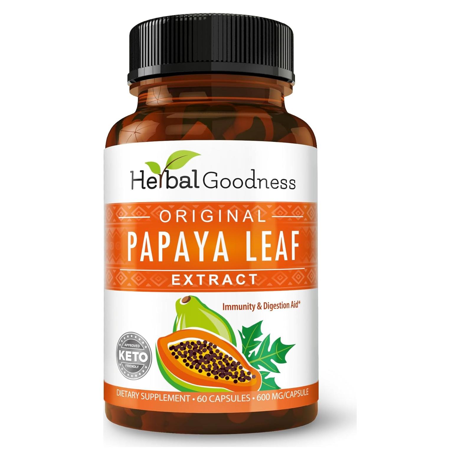 Cápsulas Veganas Extracto de Hoja de Papaya 10X 60x600mg - Herbal Goodness