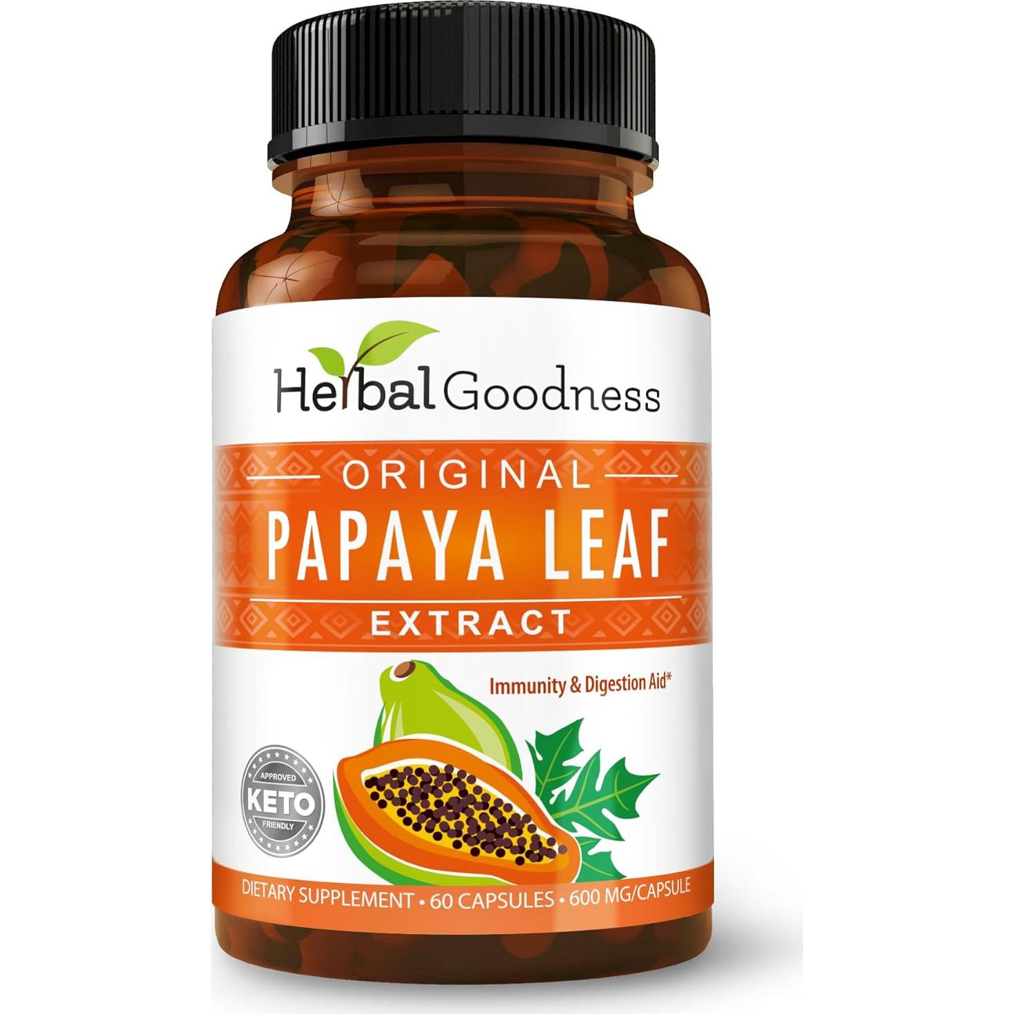 Cápsulas Veganas Extracto de Hoja de Papaya 10X 60x600mg - Herbal Goodness