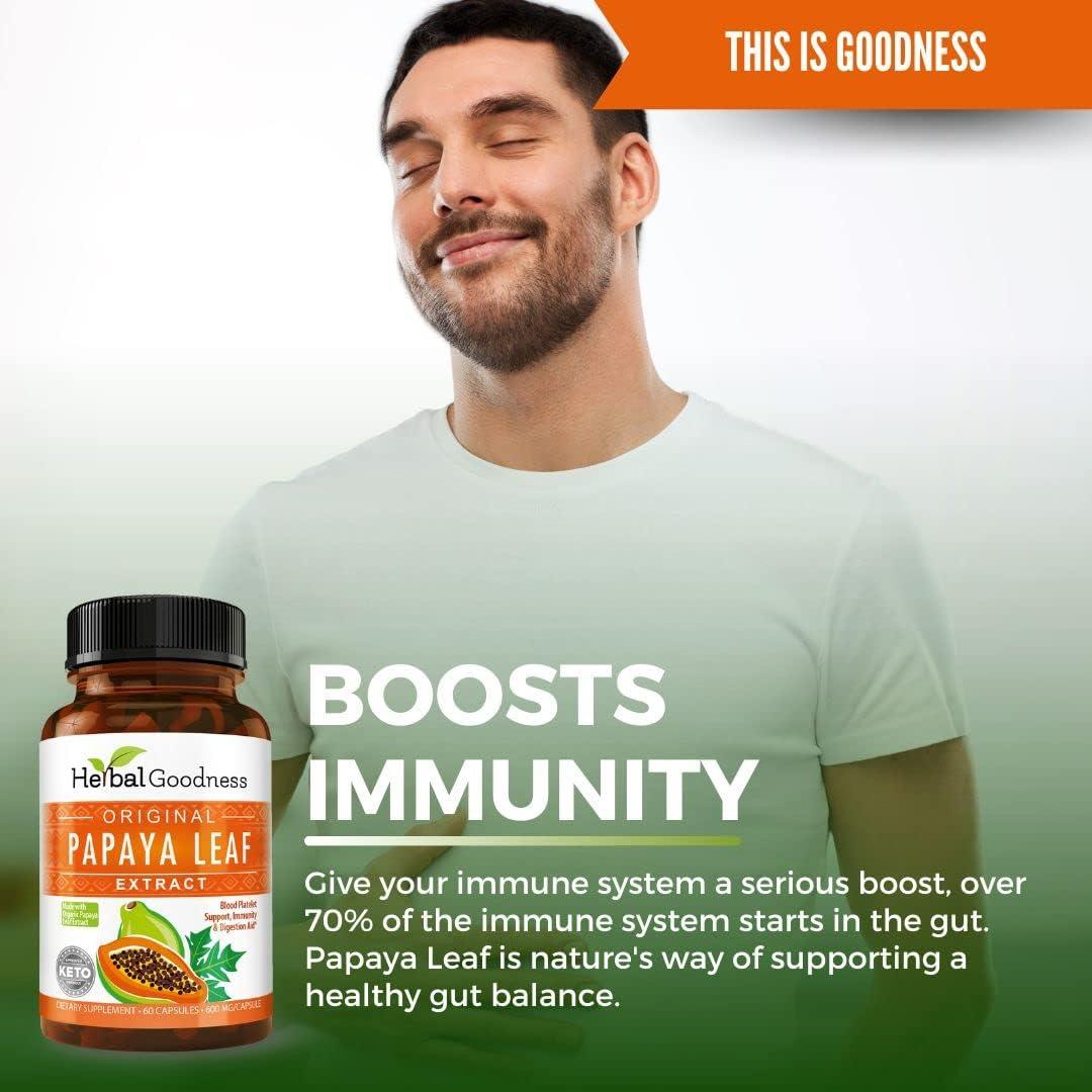 Cápsulas Veganas Extracto de Hoja de Papaya 10X 60x600mg - Herbal Goodness