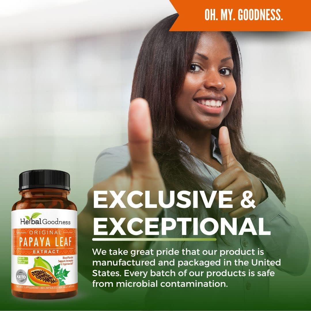 Cápsulas Veganas Extracto de Hoja de Papaya 10X 60x600mg - Herbal Goodness