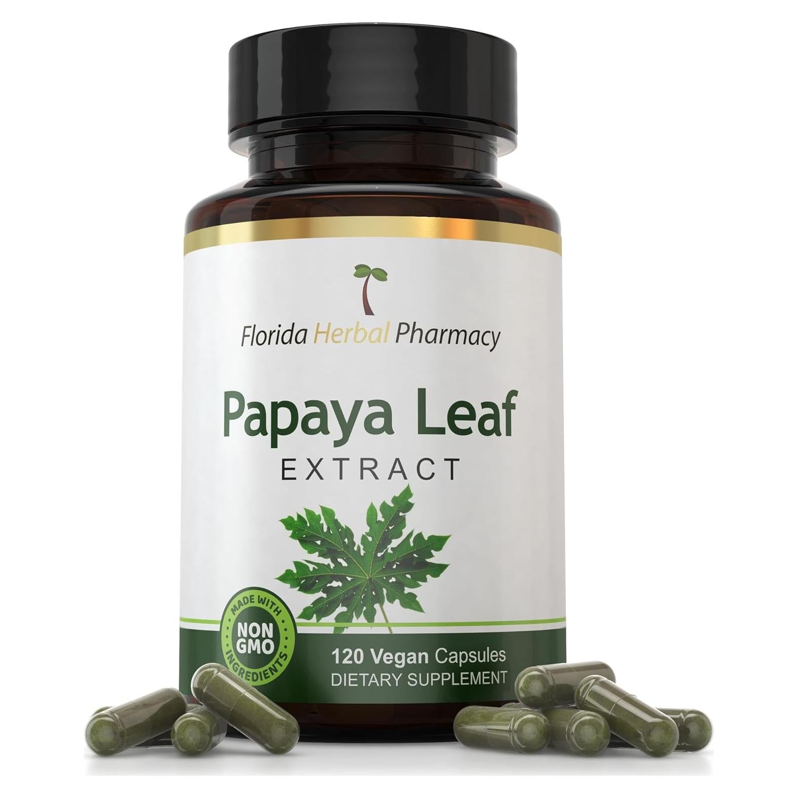 Cápsulas de Extracto de Hoja de Papaya 10:1 Farmacia Herbal 120u