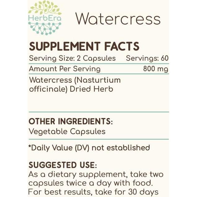 Cápsulas de Berro 120 unidades 800 mg Herbera - Extracto Natural