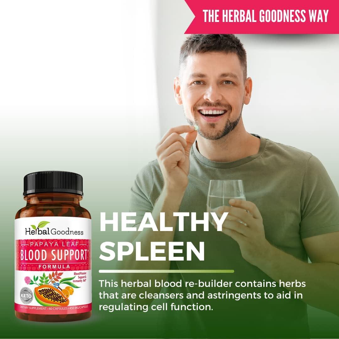 Cápsulas de Hoja de Papaya Herbal Goodness 60 Unidades 450mg