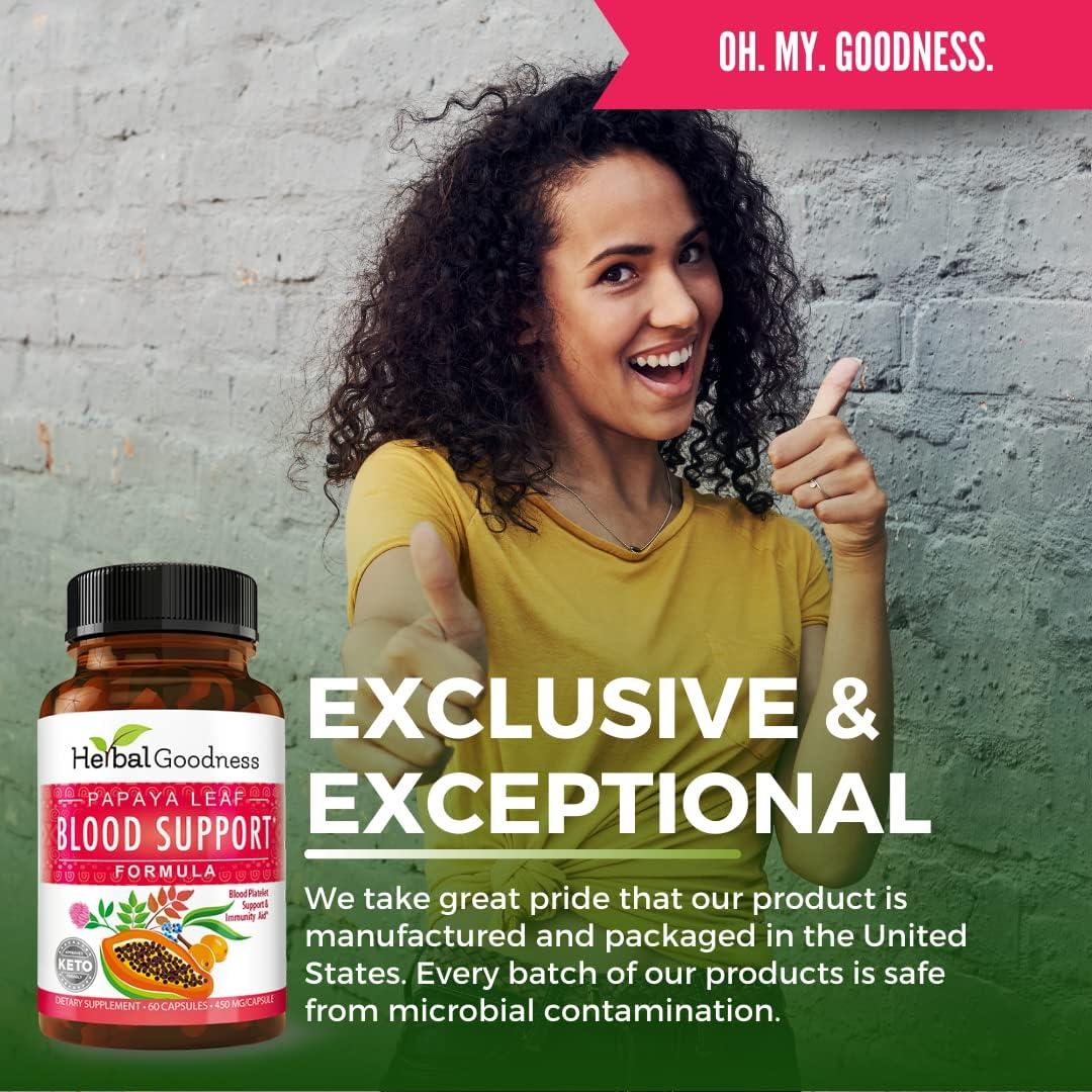 Cápsulas de Hoja de Papaya Herbal Goodness 60 Unidades 450mg