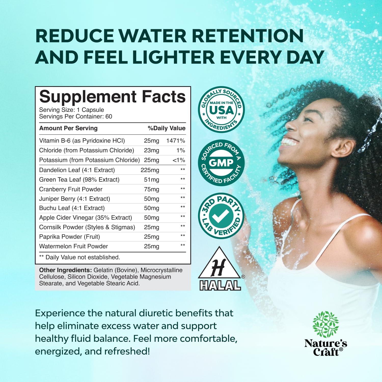 Píldoras Diuréticas Herbales Natures Craft 60 Cápsulas