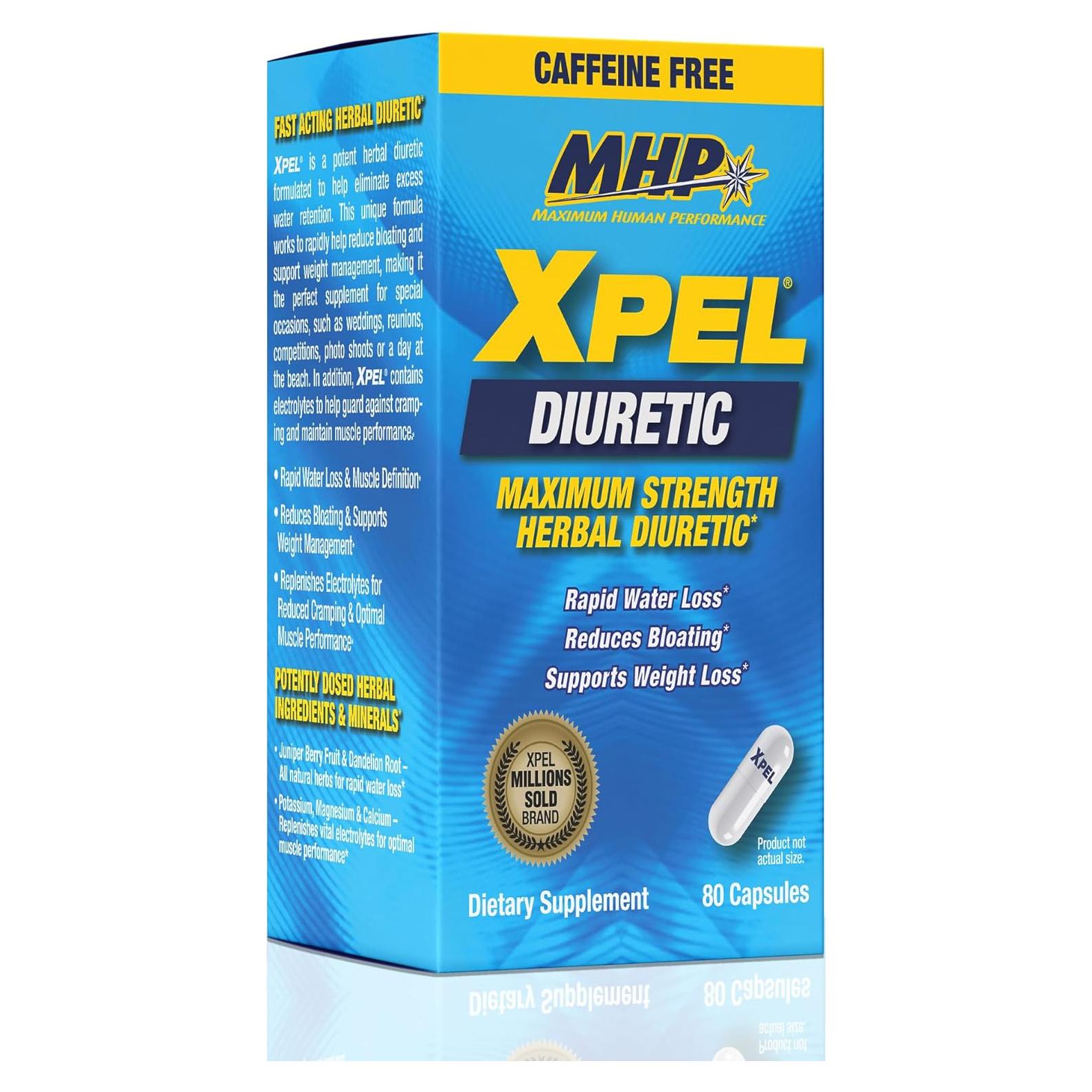 MHP Xpel Diurético Herbal Natural 80 Cápsulas Sin Cafeína