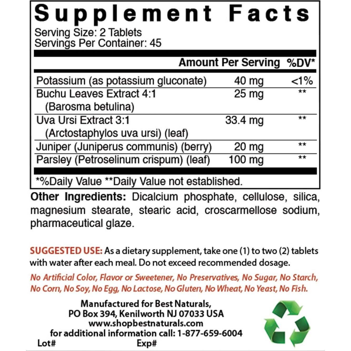 Píldoras de Agua Mejores Naturales con Potasio 90 Tabletas