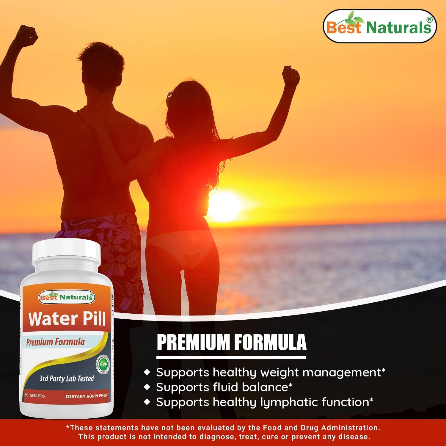 Píldoras de Agua Mejores Naturales con Potasio 90 Tabletas