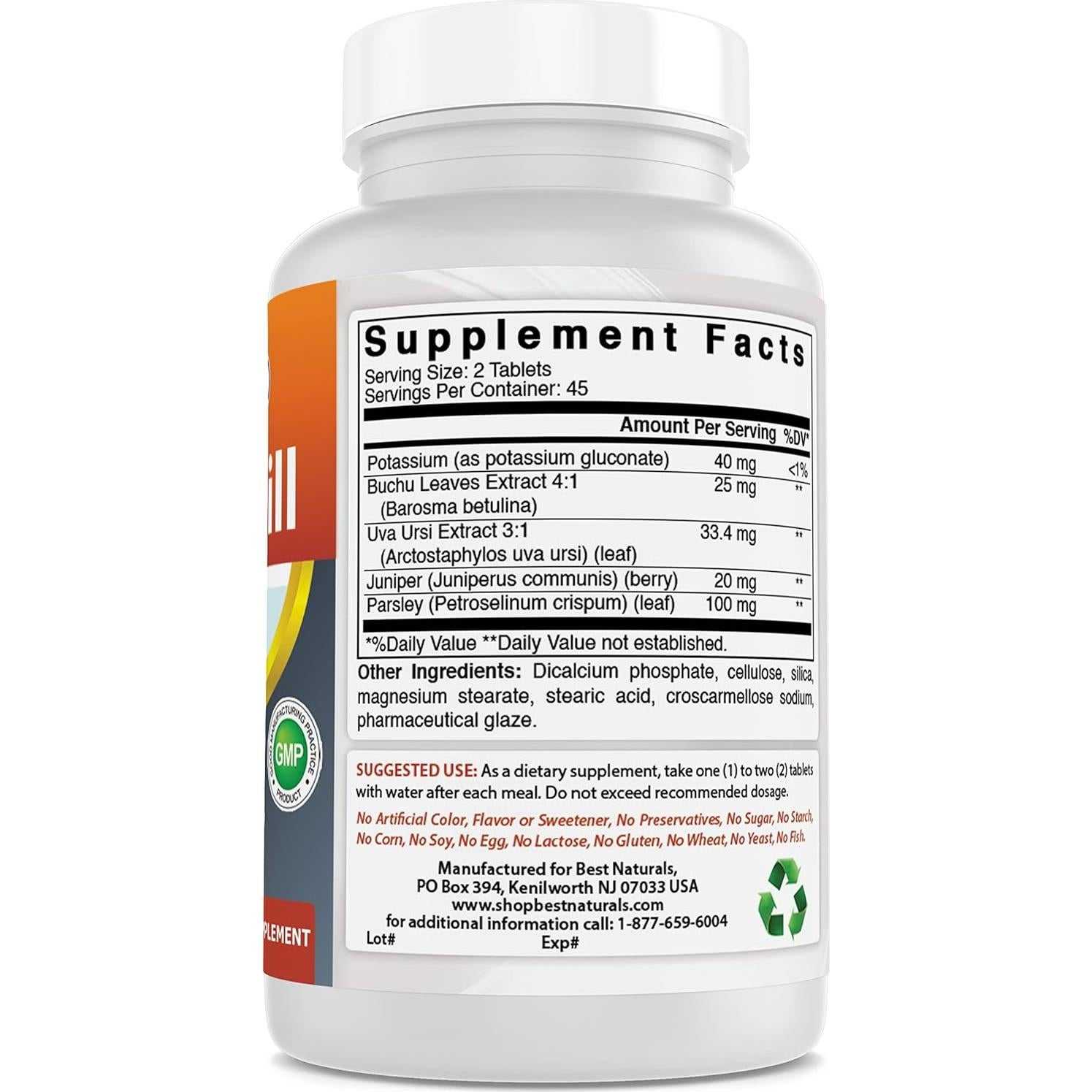 Píldoras de Agua Mejores Naturales con Potasio 90 Tabletas