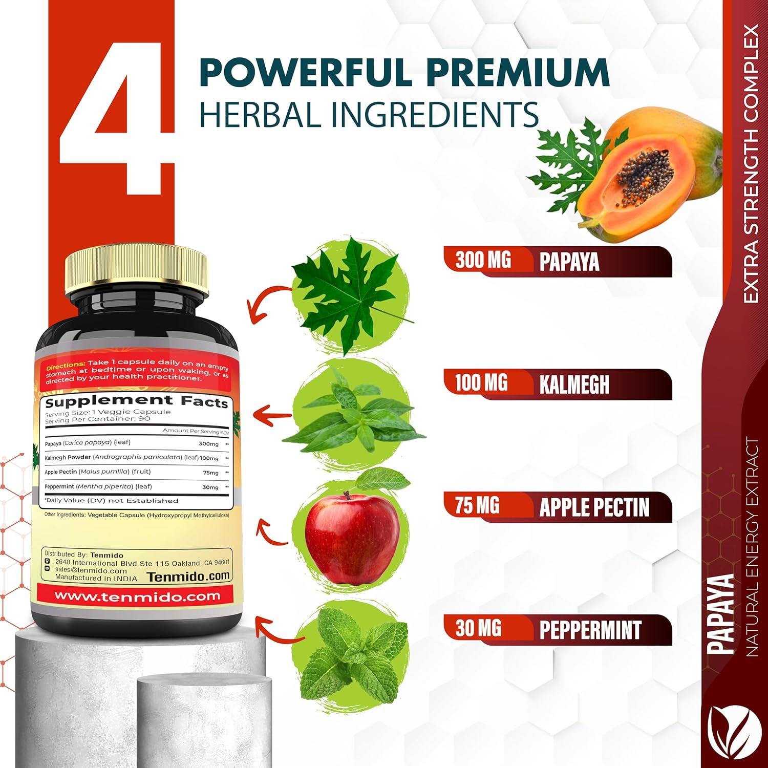 Suplemento Digestivo Temido - 90 Cápsulas Veganas con Papaya