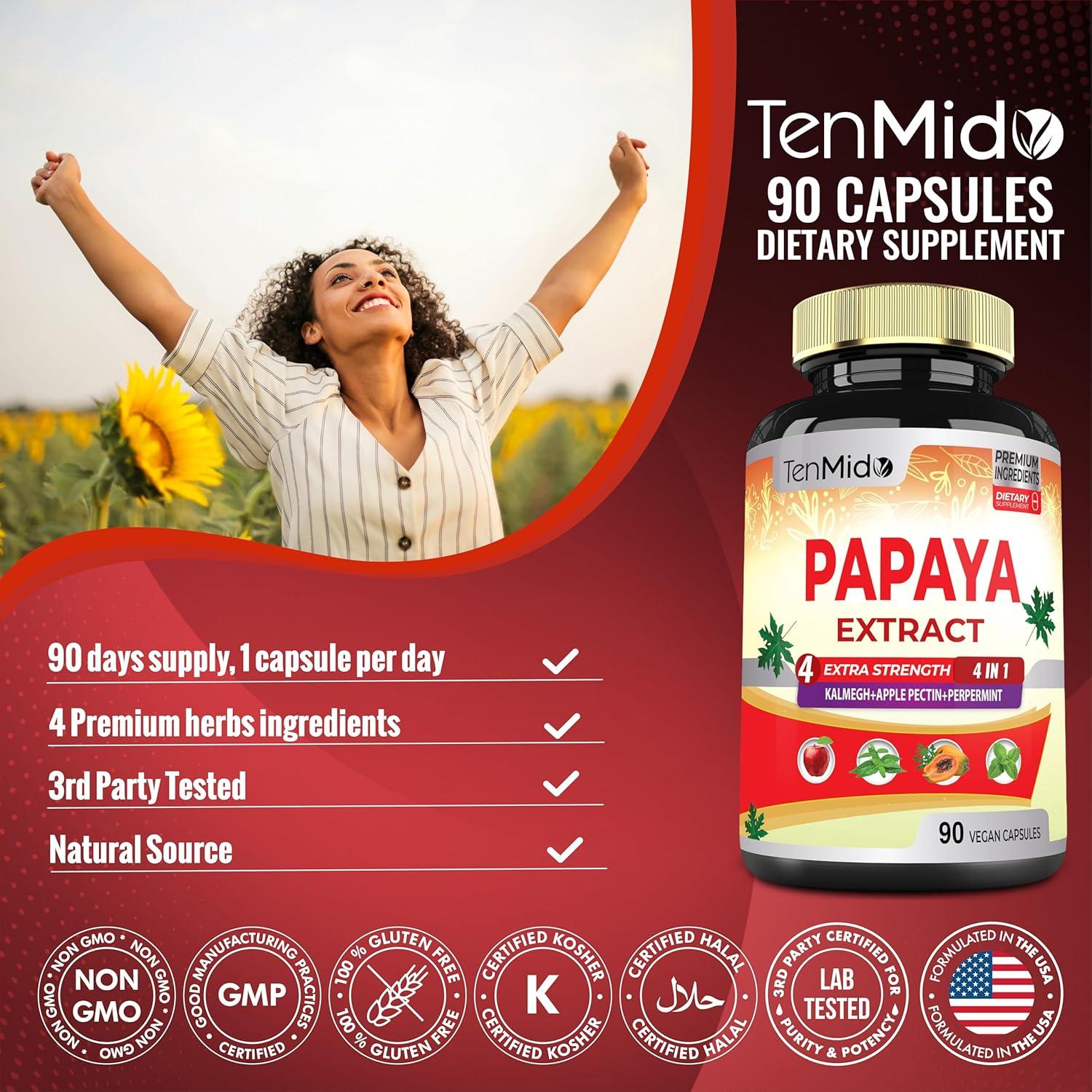 Suplemento Digestivo Temido - 90 Cápsulas Veganas con Papaya