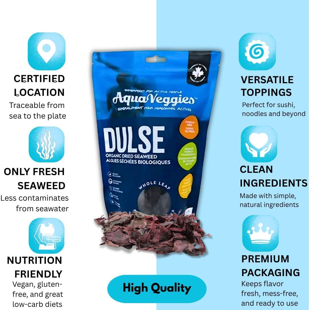 Dulse Orgánica Aqua Veggies 56.7g - Alga Atlántica Rica en Yodo
