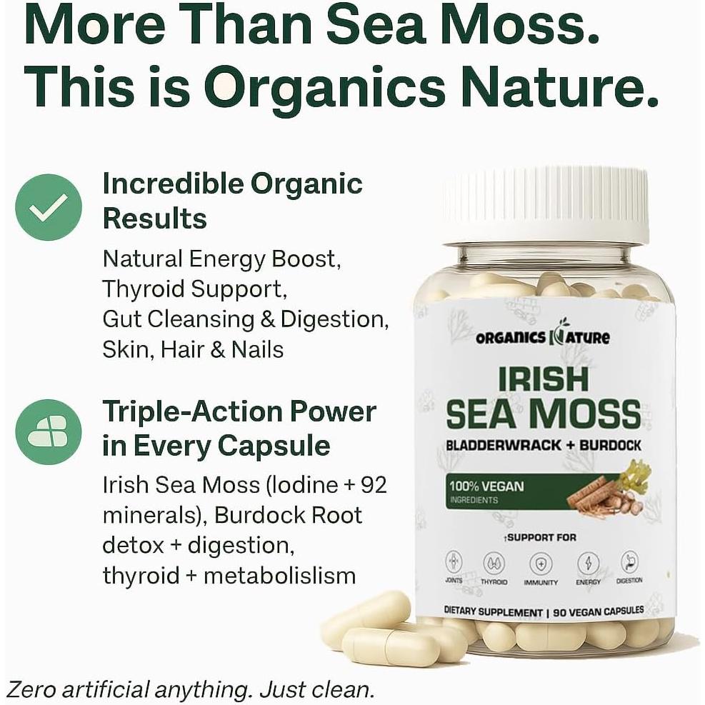 Cápsulas de Musgo Marino Irlandés ORGANICS NATURE 90 Unidades