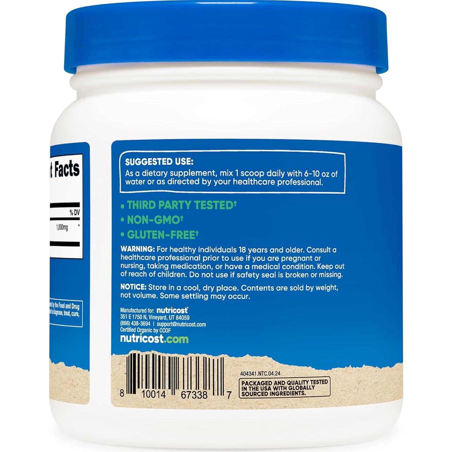 Polvo de Musgo Irlandés Orgánico Nutricost 0.45 kg - Sin Gluten