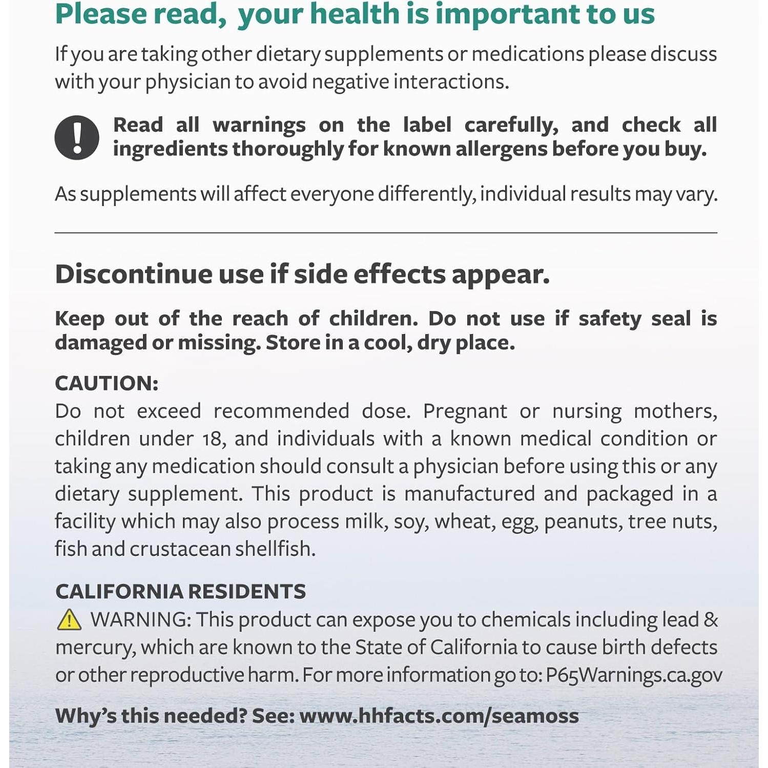 Cápsulas de Musgo Marino Orgánico Healths Harmony 60 Unidades