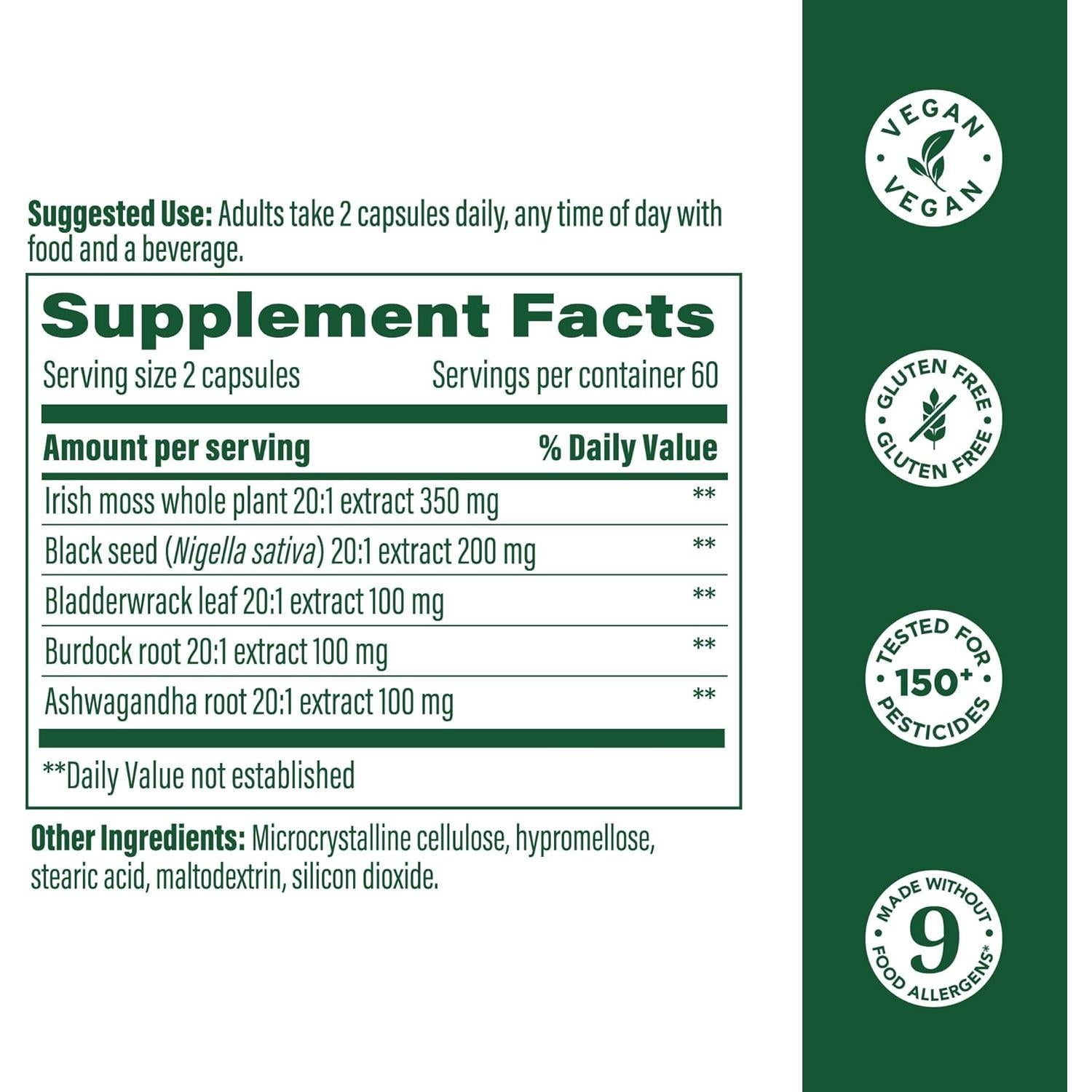 Suplemento Vegano MegaFood Musgo Marino Irlandés 7000mg 120 Cápsulas