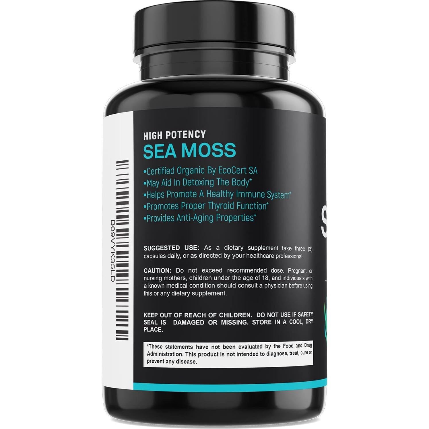 Cápsulas de Musgo Marino Orgánico 2250mg Spartis - 180 Unidades