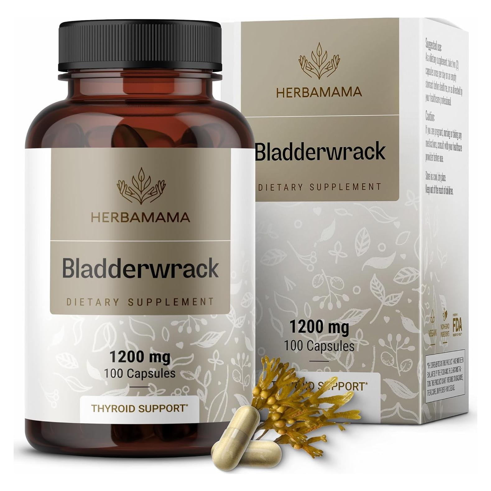 Cápsulas de Bladderwrack Herbamama 1200mg - 100 Veganas