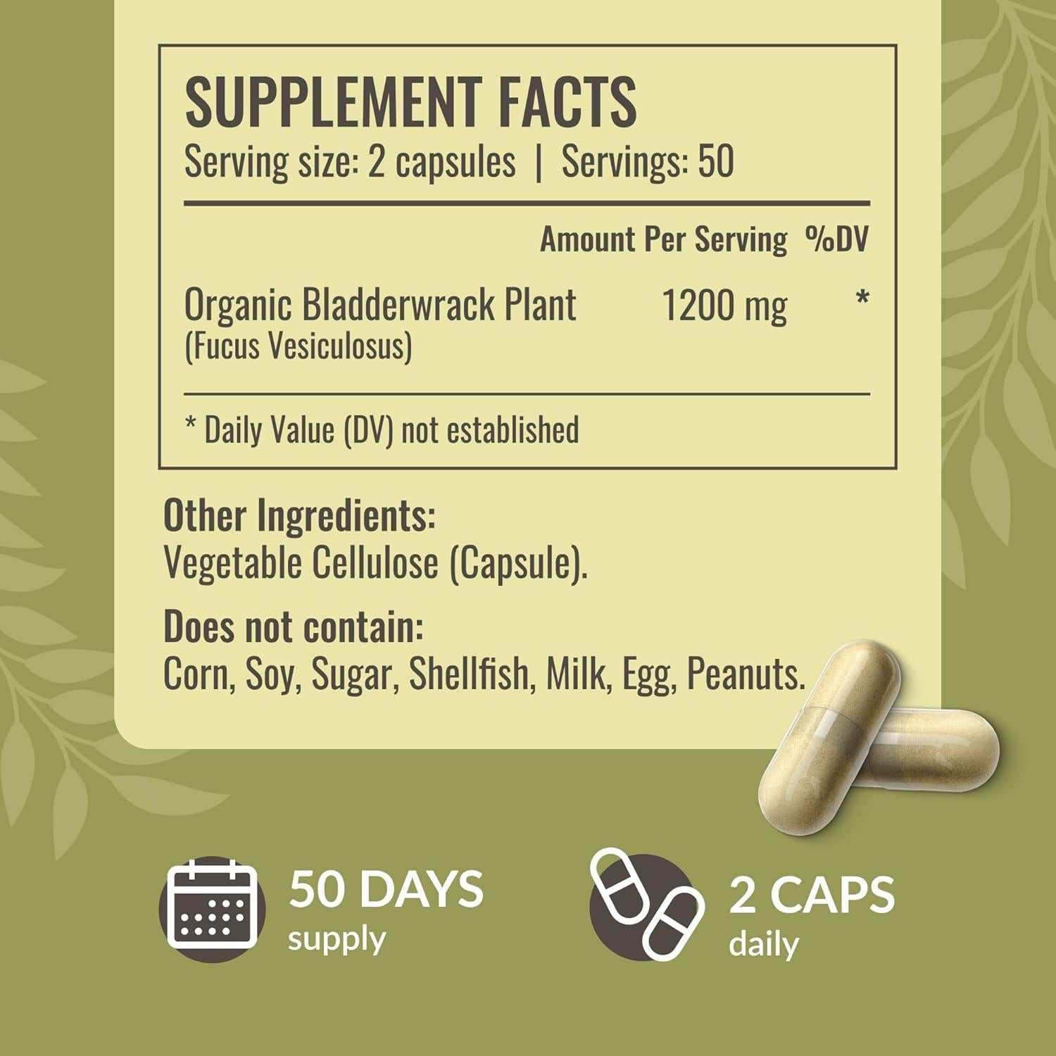 Cápsulas de Bladderwrack Herbamama 1200mg - 100 Veganas