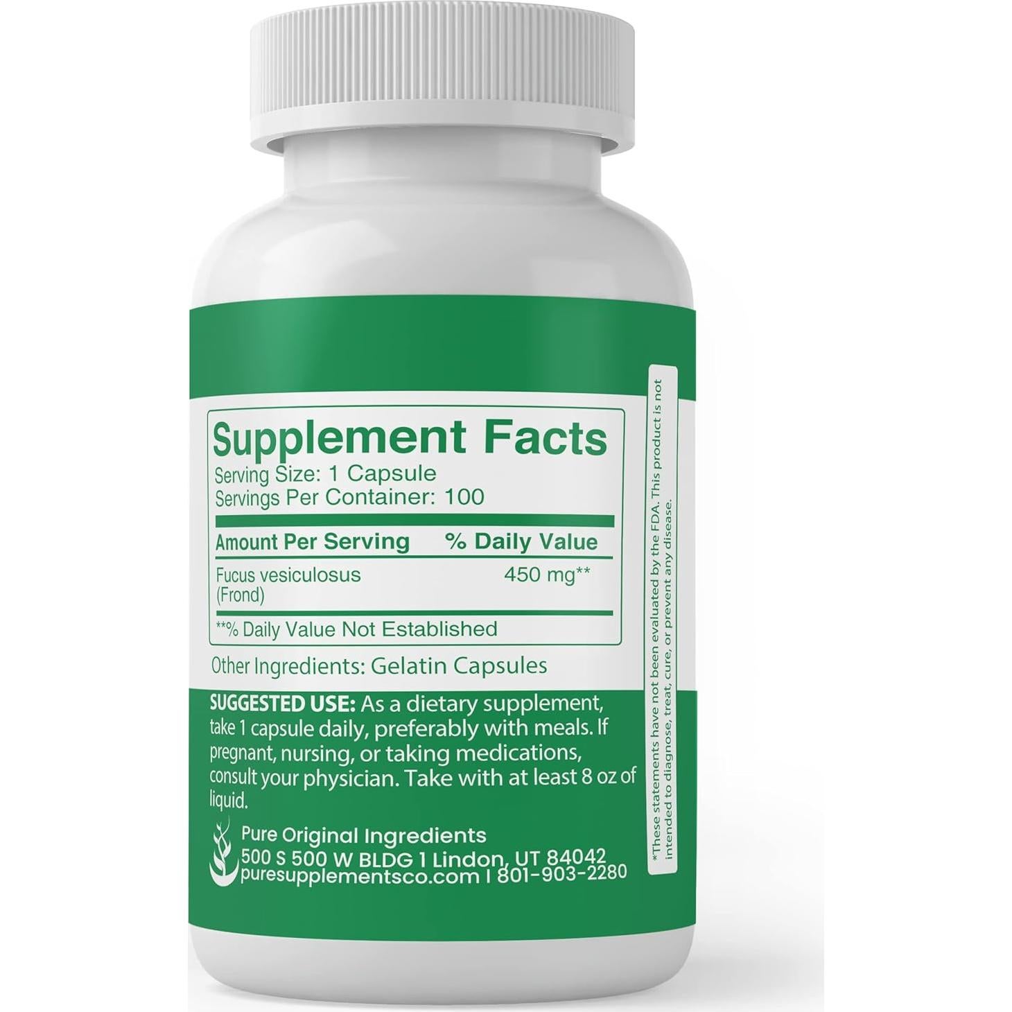 Cápsulas de Algas Marinas Siempre Puro 100 Unidades Sin Aditivos