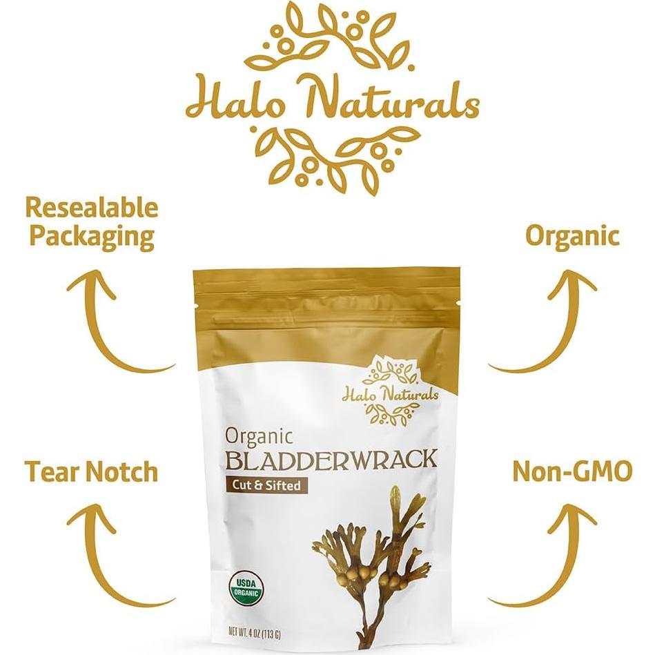 Fucus Vesiculosus Orgánico Cortado 113g Halo Naturals