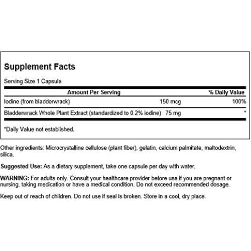 Cápsulas de Fucus Swanson 60 Unidades - Alga Marrón con Yodo