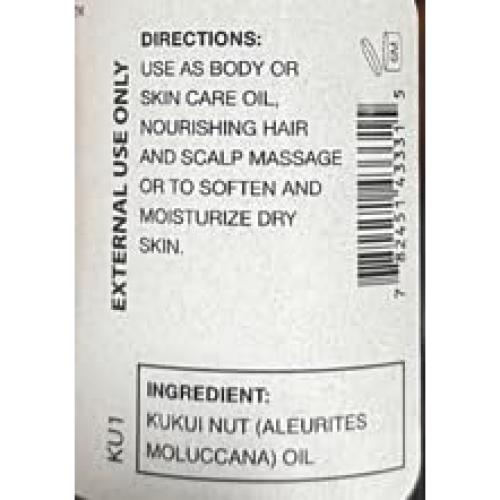 Aceite Puro de Nuez Kukui 100% Angela 72g - Hidratante y Revitalizante