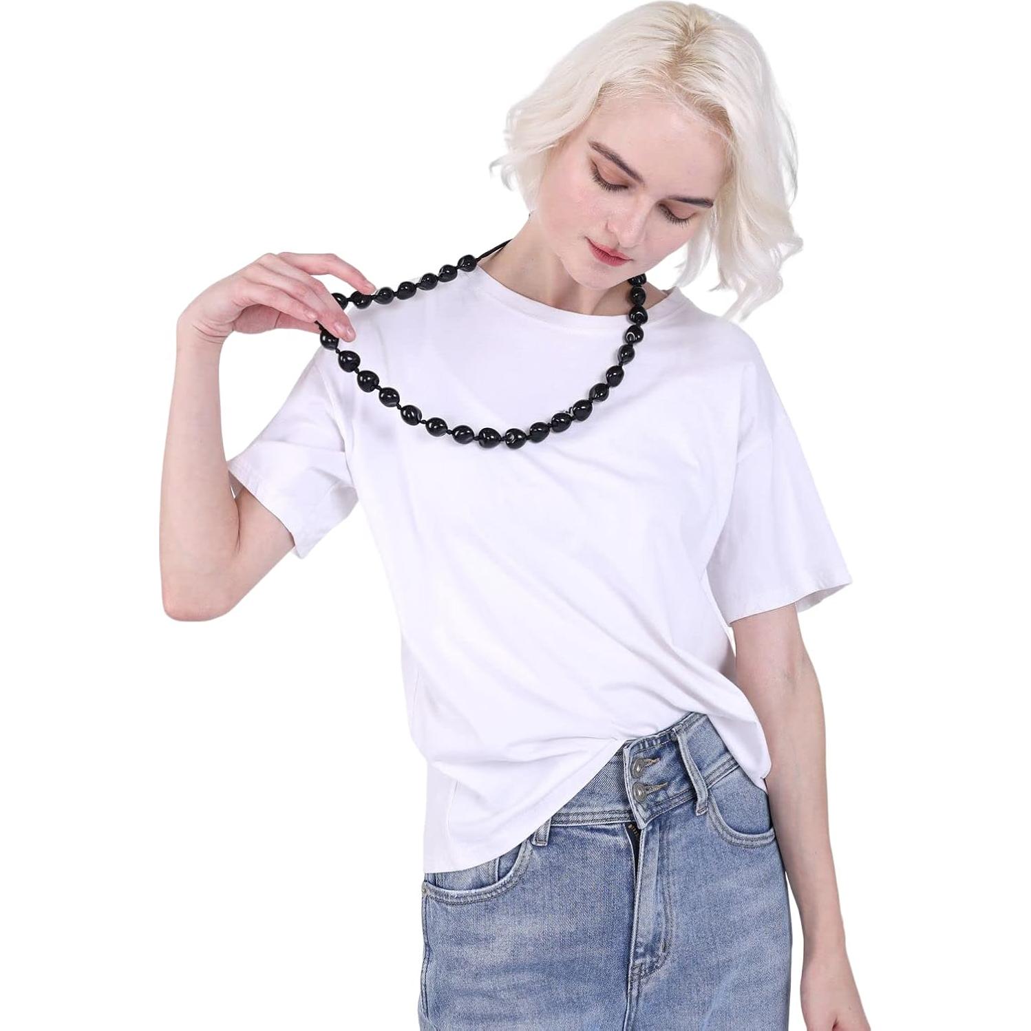 Collar de nuez kukui BNQL con lazo de cinta 68.58 cm