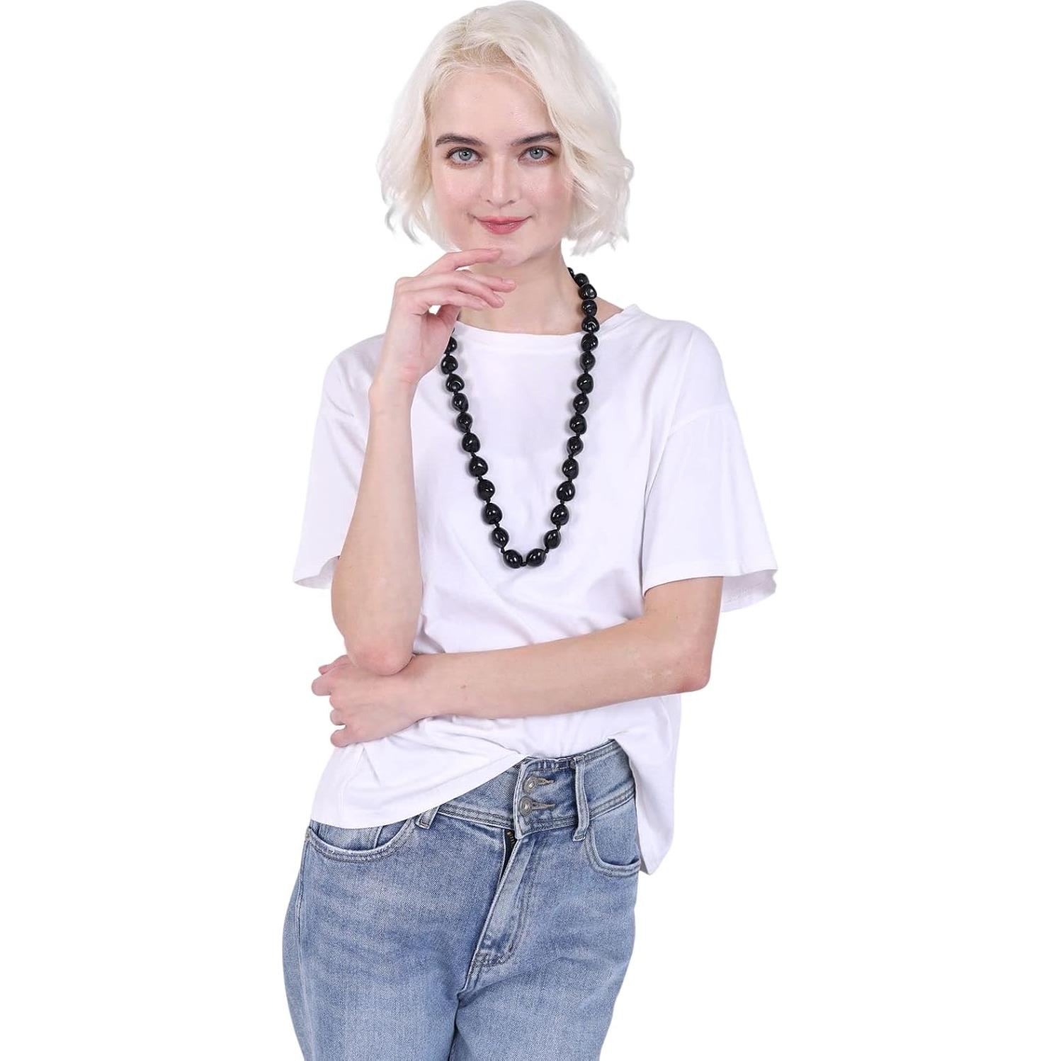 Collar de nuez kukui BNQL con lazo de cinta 68.58 cm