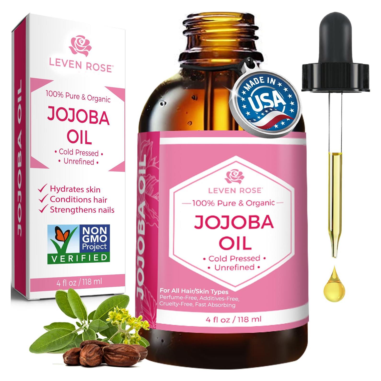 Aceite de Jojoba Orgánico Leven Rose 118 ml Hidratante Piel y Cabello