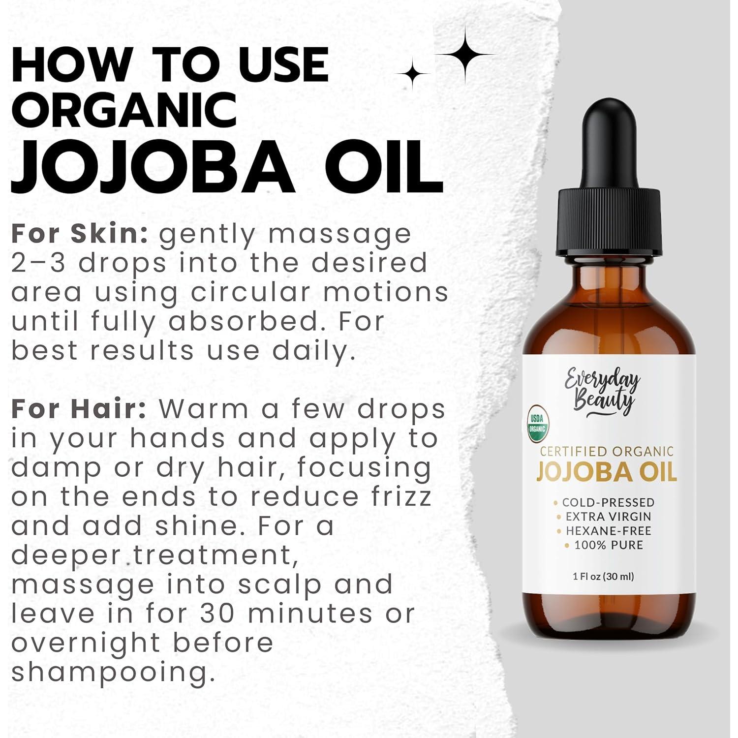 Aceite de Jojoba Orgánico Everyday Beauty 29.57 ml - Hidratante Facial y Capilar