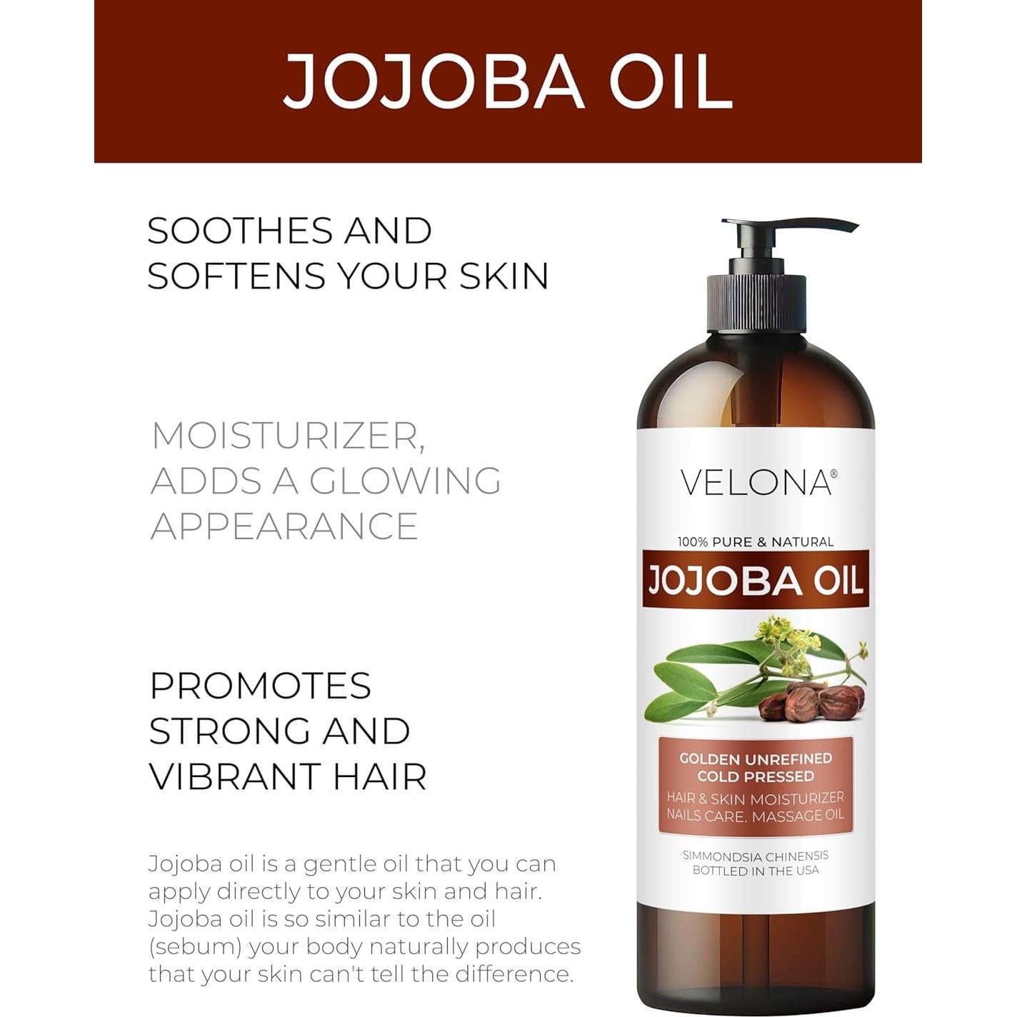 Aceite de Jojoba 100% Puro Velona 226g Hidratante Natural