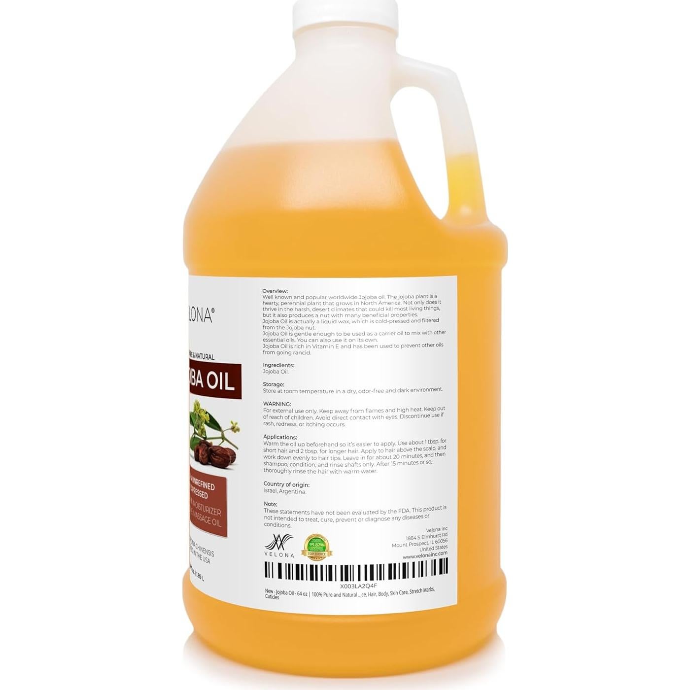 Aceite de Jojoba 100% Puro Velona 1.7 kg Prensado en Frío
