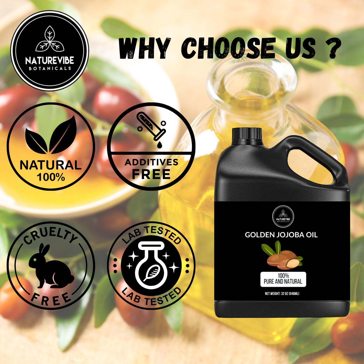 Aceite de Jojoba Naturevibe Botanicals 946 ml 100% Puro y Natural