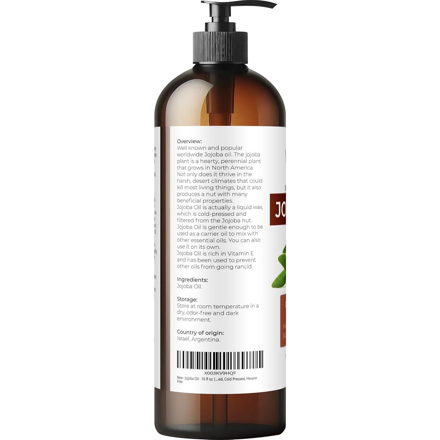 Aceite de Jojoba 100% Puro Velona 473ml Prensado en Frío