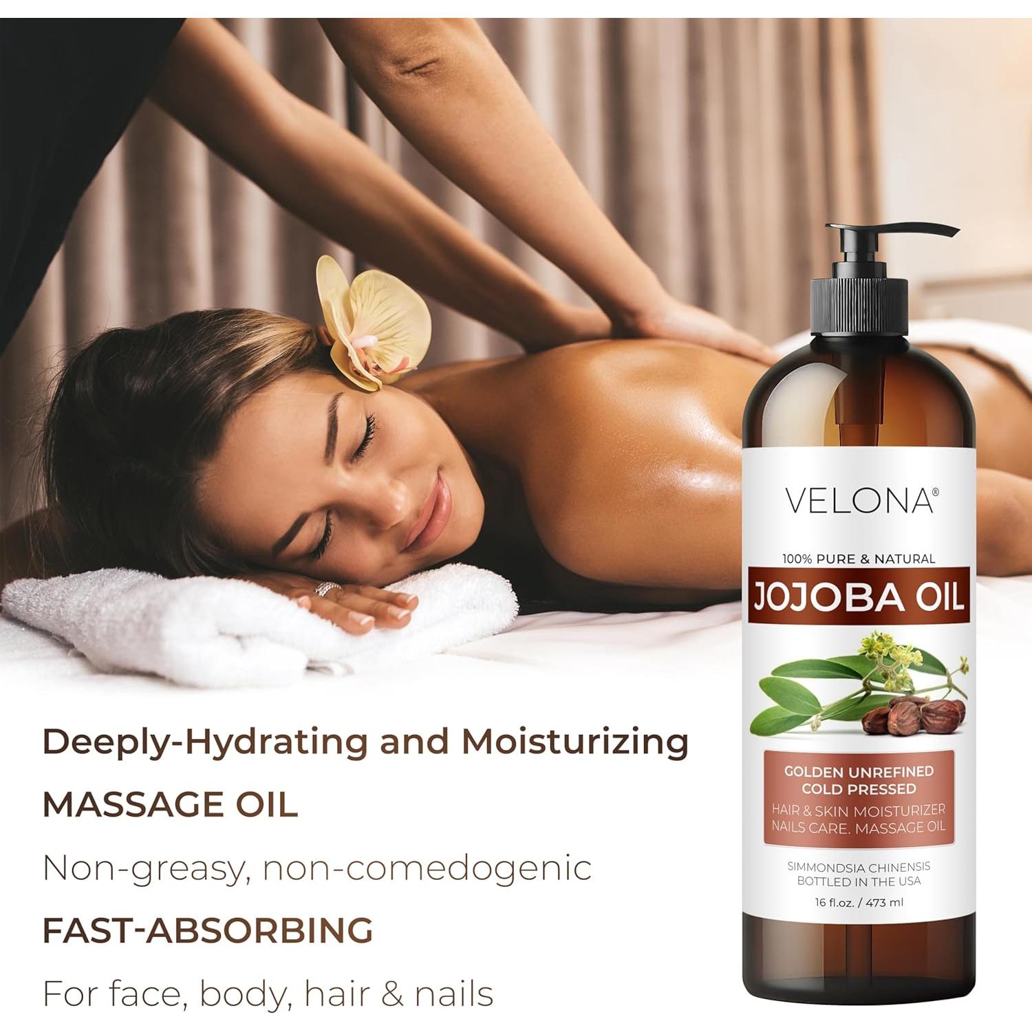 Aceite de Jojoba 100% Puro Velona 473ml Prensado en Frío