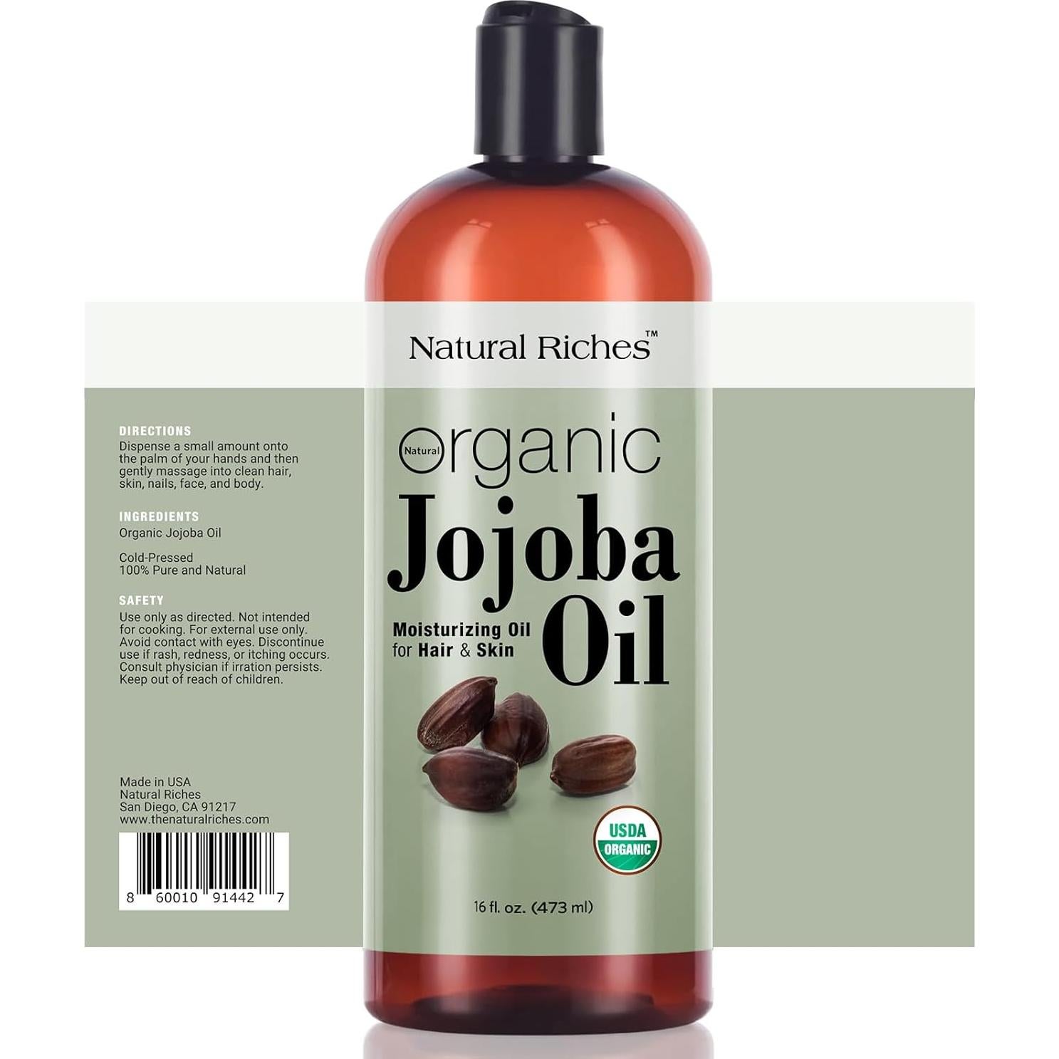 Aceite de Jojoba Orgánico Natural Riches 473 ml Hidratante