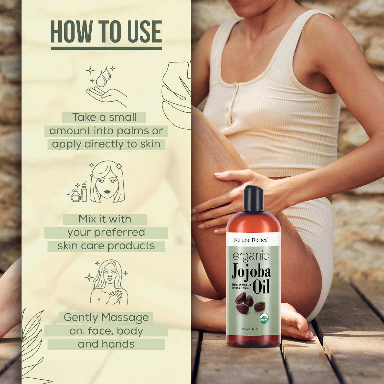 Aceite de Jojoba Orgánico Natural Riches 473 ml Hidratante