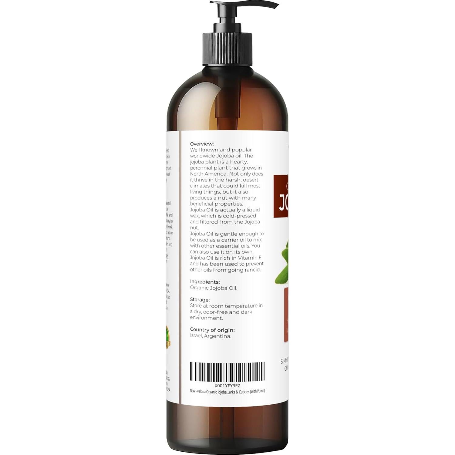 Aceite de Jojoba Orgánico Velona 236ml Prensado en Frío