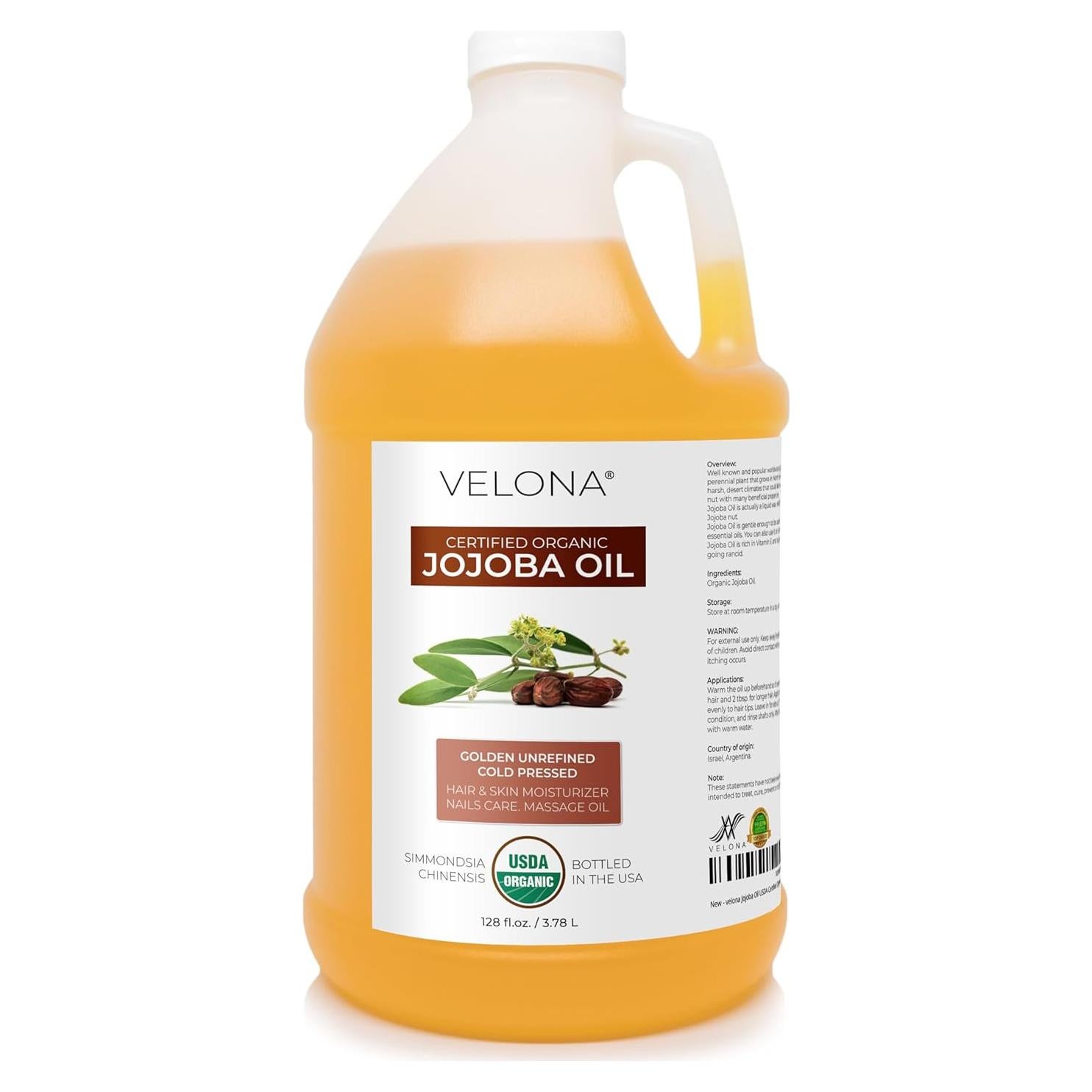 Aceite de Jojoba Orgánico Velona 3.79L Prensado en Frío