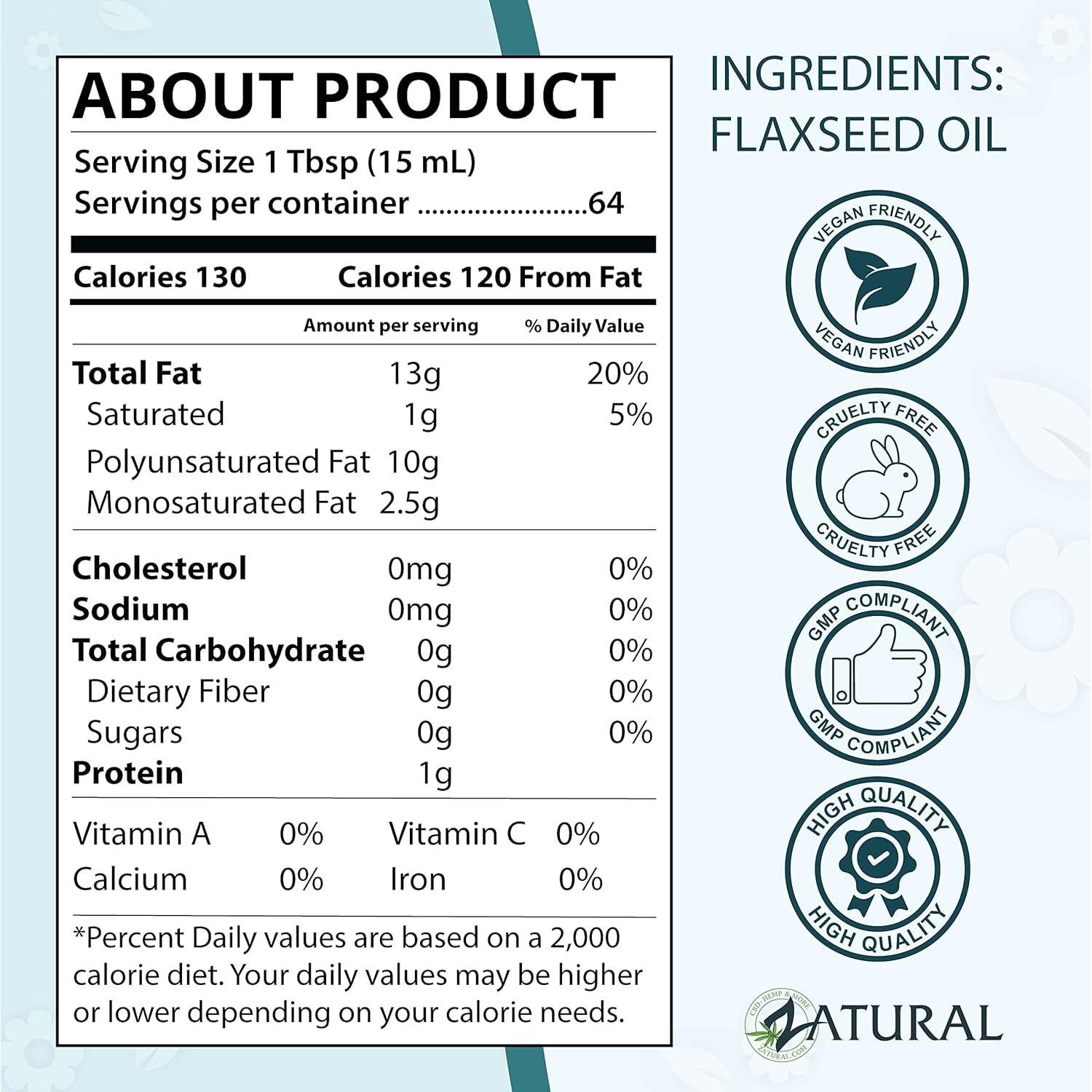 Aceite de Semilla de Lino Zatural 227g Prensado en Frío Omega-3