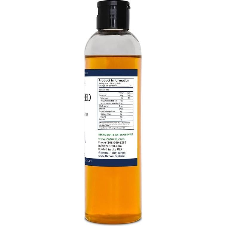 Aceite de Semilla de Lino Zatural 227g Prensado en Frío Omega-3