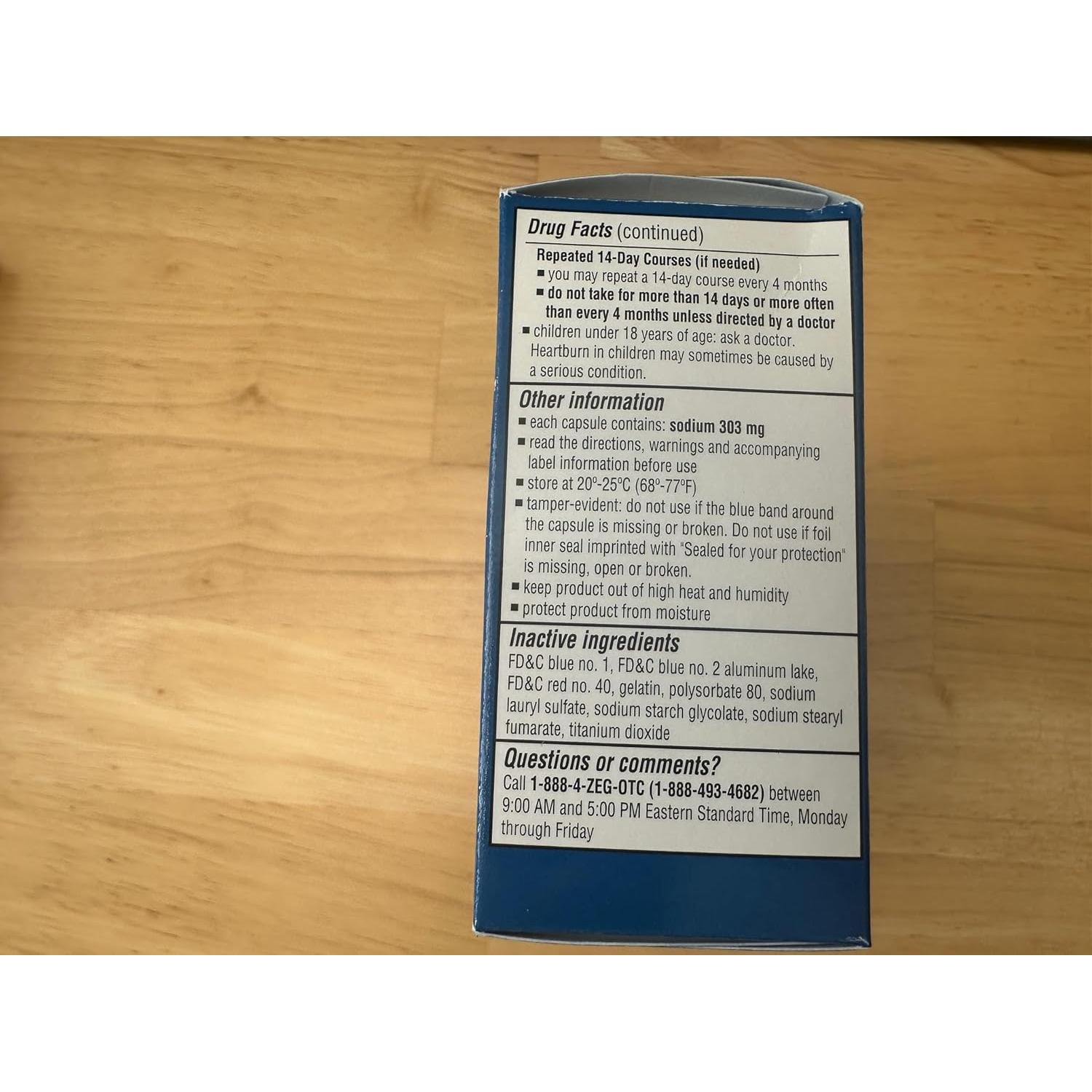 Zegerid OTC 20mg Omeprazole + Bicarbonato 42 Cápsulas