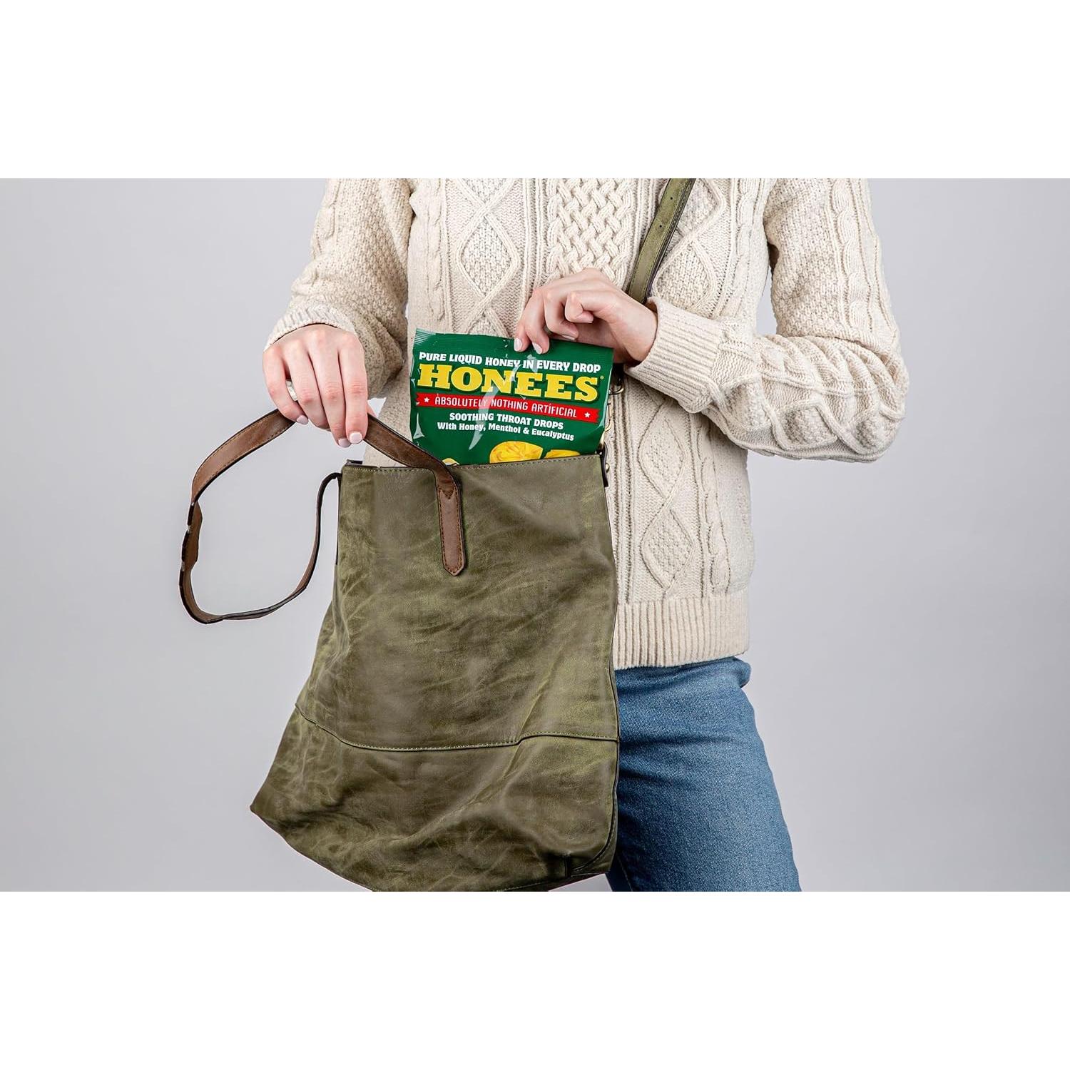 Honees Honey Menthol Cough Drops - 20-Piece, Single Pack Honey-Filled Lozenges | Temporary Relief from Cough | Soothes Sore Throat | All Natural