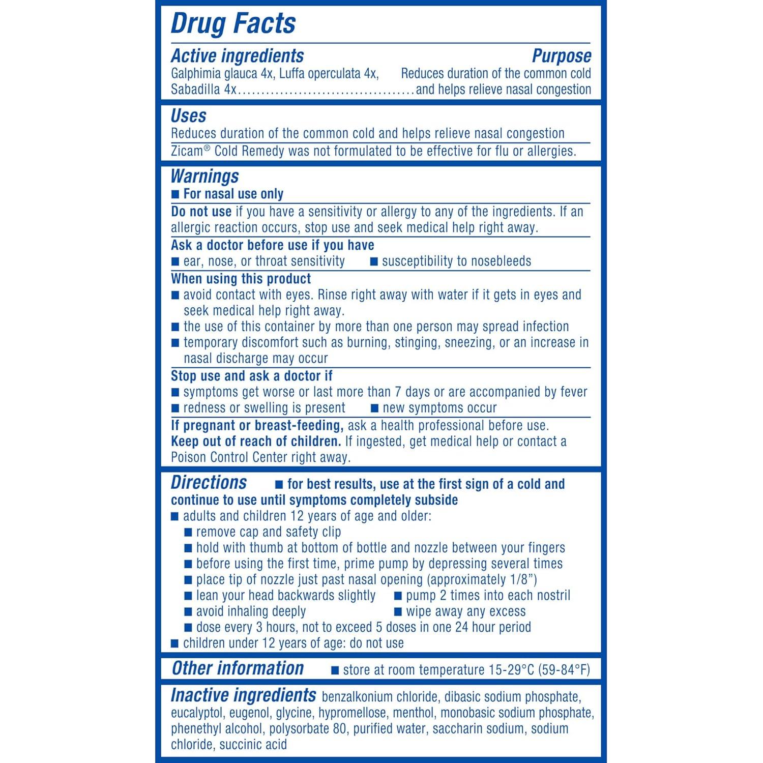 Zicam Spray Nasal Homeopático para Resfriado 14.79ml